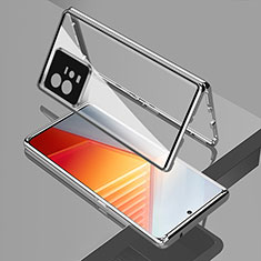 Luxury Aluminum Metal Frame Mirror Cover Case 360 Degrees for Vivo iQOO 11 5G Silver