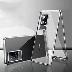 Luxury Aluminum Metal Frame Mirror Cover Case 360 Degrees for Vivo iQOO 8 Pro 5G Silver
