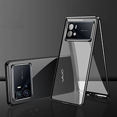 Luxury Aluminum Metal Frame Mirror Cover Case 360 Degrees for Vivo iQOO 9 Pro 5G Black