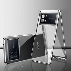 Luxury Aluminum Metal Frame Mirror Cover Case 360 Degrees for Vivo iQOO 9 Pro 5G Silver