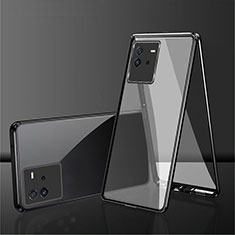 Luxury Aluminum Metal Frame Mirror Cover Case 360 Degrees for Vivo iQOO Neo6 5G Black