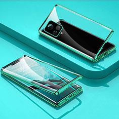 Luxury Aluminum Metal Frame Mirror Cover Case 360 Degrees for Vivo iQOO U3x 5G Green