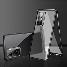 Luxury Aluminum Metal Frame Mirror Cover Case 360 Degrees for Vivo iQOO Z7x 5G Black