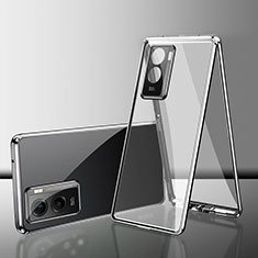 Luxury Aluminum Metal Frame Mirror Cover Case 360 Degrees for Vivo iQOO Z7x 5G Silver