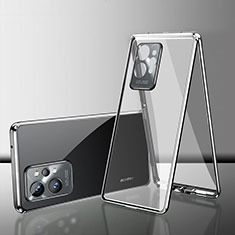 Luxury Aluminum Metal Frame Mirror Cover Case 360 Degrees for Vivo T1 5G India Silver
