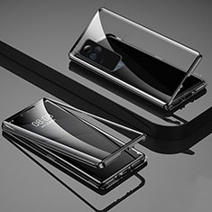 Luxury Aluminum Metal Frame Mirror Cover Case 360 Degrees for Vivo V21e 4G Black