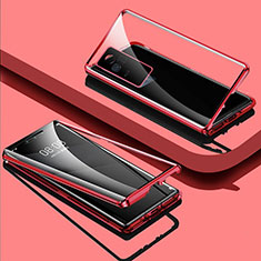 Luxury Aluminum Metal Frame Mirror Cover Case 360 Degrees for Vivo V21e 4G Red