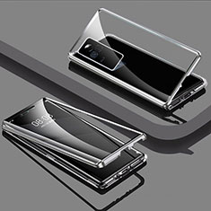 Luxury Aluminum Metal Frame Mirror Cover Case 360 Degrees for Vivo V21e 4G Silver