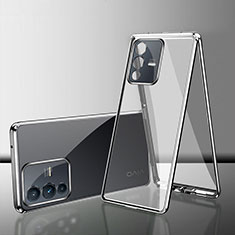 Luxury Aluminum Metal Frame Mirror Cover Case 360 Degrees for Vivo V23 Pro 5G Silver
