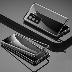 Luxury Aluminum Metal Frame Mirror Cover Case 360 Degrees for Vivo V23e 5G Black
