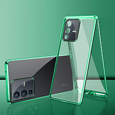 Luxury Aluminum Metal Frame Mirror Cover Case 360 Degrees for Vivo V25 Pro 5G Green