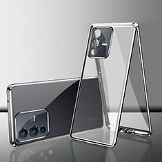 Luxury Aluminum Metal Frame Mirror Cover Case 360 Degrees for Vivo V25 Pro 5G Silver