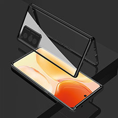 Luxury Aluminum Metal Frame Mirror Cover Case 360 Degrees for Vivo X70 5G Black