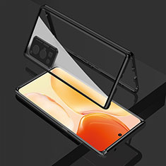 Luxury Aluminum Metal Frame Mirror Cover Case 360 Degrees for Vivo X70 Pro 5G Black