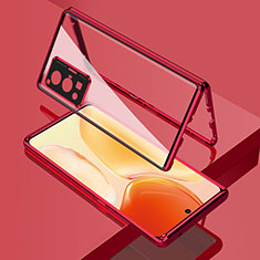 Luxury Aluminum Metal Frame Mirror Cover Case 360 Degrees for Vivo X70 Pro 5G Red