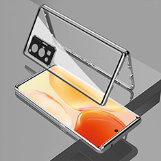 Luxury Aluminum Metal Frame Mirror Cover Case 360 Degrees for Vivo X70 Pro 5G Silver