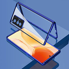 Luxury Aluminum Metal Frame Mirror Cover Case 360 Degrees for Vivo X70t Blue