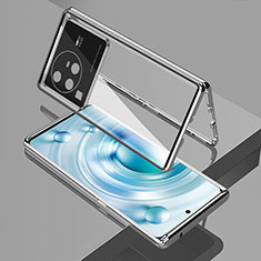 Luxury Aluminum Metal Frame Mirror Cover Case 360 Degrees for Vivo X80 Pro 5G Silver