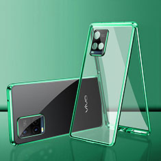 Luxury Aluminum Metal Frame Mirror Cover Case 360 Degrees for Vivo Y21t Green