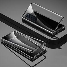 Luxury Aluminum Metal Frame Mirror Cover Case 360 Degrees for Vivo Y50 Black