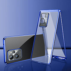 Luxury Aluminum Metal Frame Mirror Cover Case 360 Degrees for Vivo Y55 5G Blue