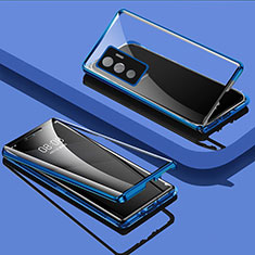 Luxury Aluminum Metal Frame Mirror Cover Case 360 Degrees for Vivo Y75 4G Blue