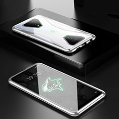 Luxury Aluminum Metal Frame Mirror Cover Case 360 Degrees for Xiaomi Black Shark 3 Pro Silver