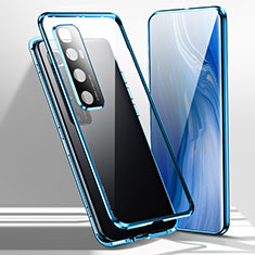 Luxury Aluminum Metal Frame Mirror Cover Case 360 Degrees for Xiaomi Mi 10 Ultra Blue