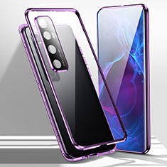 Luxury Aluminum Metal Frame Mirror Cover Case 360 Degrees for Xiaomi Mi 10 Ultra Purple