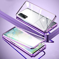 Luxury Aluminum Metal Frame Mirror Cover Case 360 Degrees for Xiaomi Mi 10T 5G Clove Purple