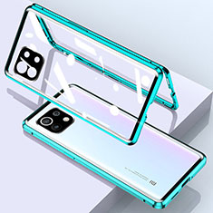 Luxury Aluminum Metal Frame Mirror Cover Case 360 Degrees for Xiaomi Mi 11 5G Green