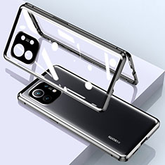 Luxury Aluminum Metal Frame Mirror Cover Case 360 Degrees for Xiaomi Mi 11 Lite 5G NE Black