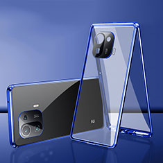 Luxury Aluminum Metal Frame Mirror Cover Case 360 Degrees for Xiaomi Mi 11 Pro 5G Blue