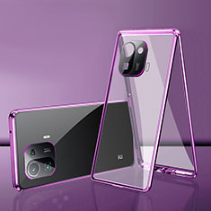 Luxury Aluminum Metal Frame Mirror Cover Case 360 Degrees for Xiaomi Mi 11 Pro 5G Purple