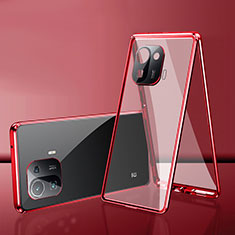 Luxury Aluminum Metal Frame Mirror Cover Case 360 Degrees for Xiaomi Mi 11 Pro 5G Red