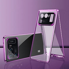 Luxury Aluminum Metal Frame Mirror Cover Case 360 Degrees for Xiaomi Mi 11 Ultra 5G Purple