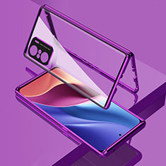 Luxury Aluminum Metal Frame Mirror Cover Case 360 Degrees for Xiaomi Mi 11i 5G Purple