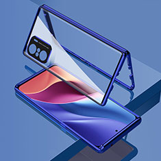 Luxury Aluminum Metal Frame Mirror Cover Case 360 Degrees for Xiaomi Mi 11X Pro 5G Blue