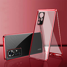 Luxury Aluminum Metal Frame Mirror Cover Case 360 Degrees for Xiaomi Mi 12 5G Red