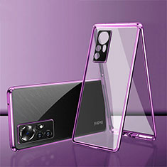 Luxury Aluminum Metal Frame Mirror Cover Case 360 Degrees for Xiaomi Mi 12 Pro 5G Purple