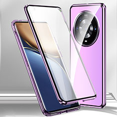 Luxury Aluminum Metal Frame Mirror Cover Case 360 Degrees for Xiaomi Mi 12 Ultra 5G Purple