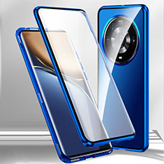 Luxury Aluminum Metal Frame Mirror Cover Case 360 Degrees for Xiaomi Mi 12S Ultra 5G Blue