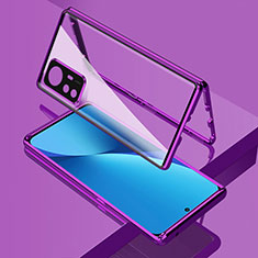 Luxury Aluminum Metal Frame Mirror Cover Case 360 Degrees for Xiaomi Mi 12T 5G Purple