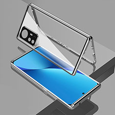 Luxury Aluminum Metal Frame Mirror Cover Case 360 Degrees for Xiaomi Mi 12T Pro 5G Silver