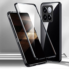 Luxury Aluminum Metal Frame Mirror Cover Case 360 Degrees for Xiaomi Mi 14 5G Black