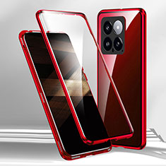 Luxury Aluminum Metal Frame Mirror Cover Case 360 Degrees for Xiaomi Mi 14 Pro 5G Red