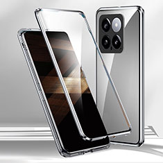 Luxury Aluminum Metal Frame Mirror Cover Case 360 Degrees for Xiaomi Mi 14 Pro 5G Silver