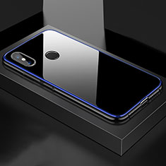 Luxury Aluminum Metal Frame Mirror Cover Case 360 Degrees for Xiaomi Mi 8 Blue