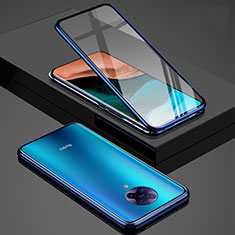 Luxury Aluminum Metal Frame Mirror Cover Case 360 Degrees for Xiaomi Poco F2 Pro Blue