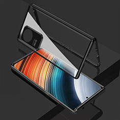 Luxury Aluminum Metal Frame Mirror Cover Case 360 Degrees for Xiaomi Poco F4 5G Black